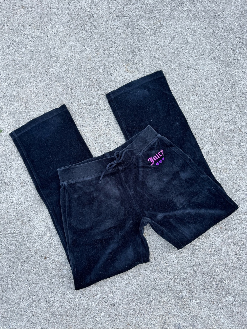 Juicy Couture Black Velour Joggers with Pink Logo